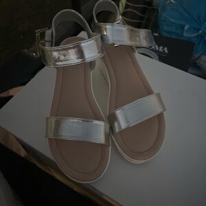 Surf Style Metallic Silver Sandals